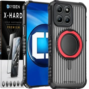 Etui na telefon Motorola Edge 70 Czerwone Oxygen ReX + Szkło Hartowane X-HARD 