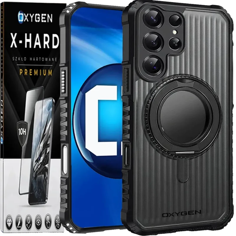 Etui na telefon Samsung Galaxy S26 Ultra Czarne Oxygen ReX + Szkło Hartowane X-HARD