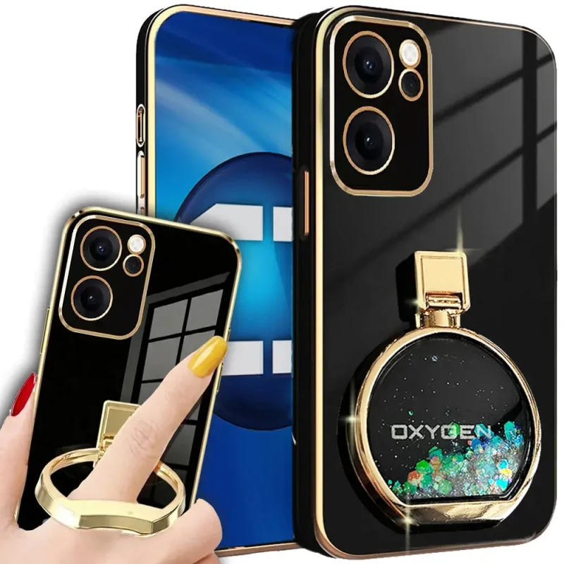 Etui na telefon Oppo Reno15 F FS Czarne Oxygen ARIA + Uchwyt