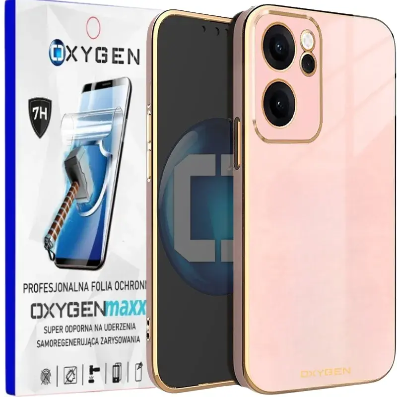 Etui na telefon Oppo Reno15 F FS Oxygen GLOW Różowe + Super Folia