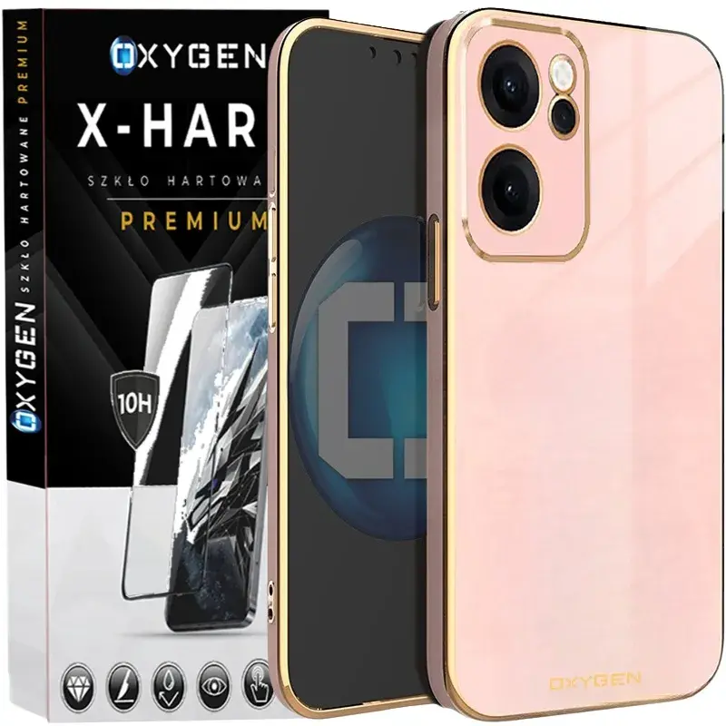 Etui na telefon Oppo Reno15 F FS Oxygen GLOW Różowe + Szkło Hartowane X-HARD
