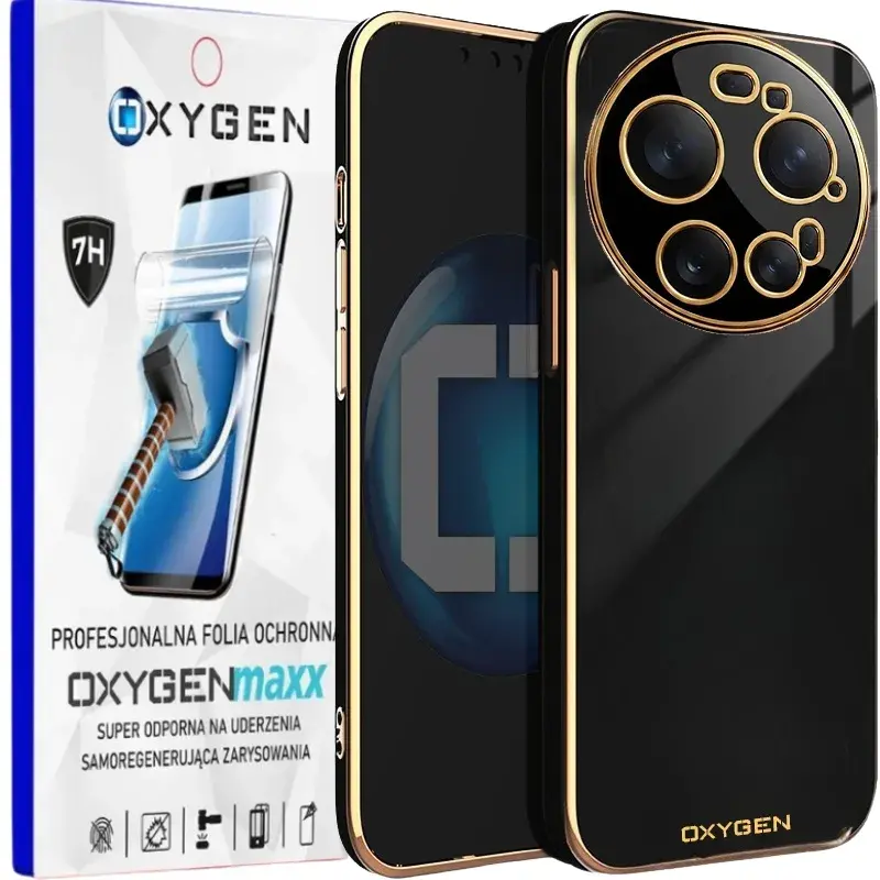 Etui na telefon Xiaomi 17 Ultra Oxygen GLOW Czarne + Super Folia