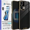 Etui na telefon Motorola Edge 50 Fusion Oxygen GLOW Czarne + Super Folia