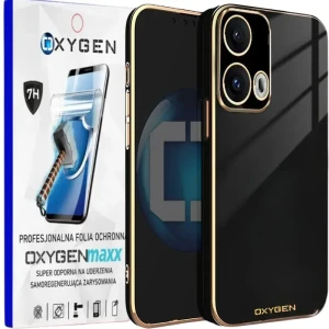 Etui na telefon Motorola Edge 50 Fusion Oxygen GLOW Czarne + Super Folia 