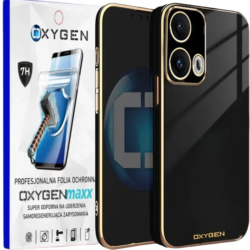 Etui na telefon Motorola Edge 50 Fusion Oxygen GLOW Czarne + Super Folia