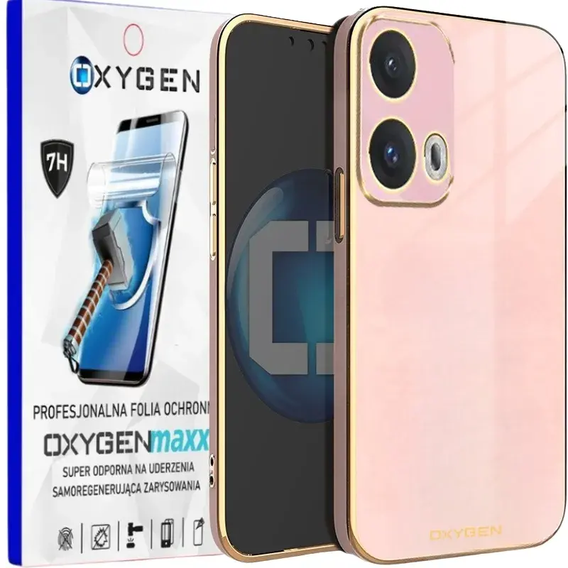 Etui na telefon Motorola Edge 50 Fusion Oxygen GLOW Różowe + Super Folia