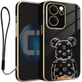Etui na telefon Oppo Reno15 Pro Czarne Oxygen BeaR + Uchwyt + Smycz