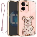 Etui na telefon Oppo Reno15 F FS Różowe Oxygen BeaR + Uchwyt + Smycz