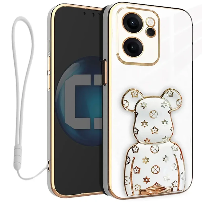 Etui na telefon Oppo Reno15 F FS Białe Oxygen BeaR + Uchwyt + Smycz