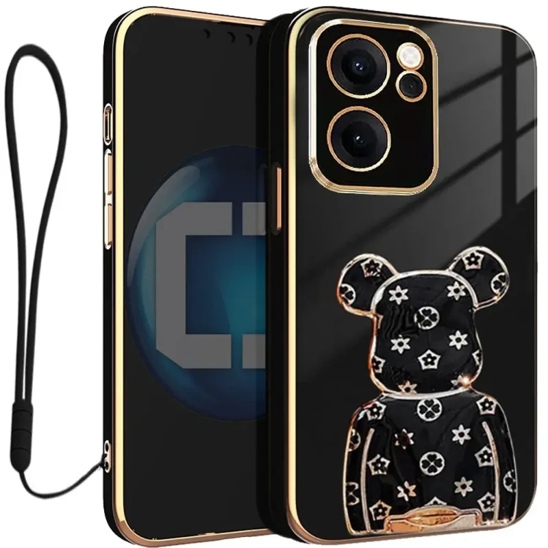 Etui na telefon Oppo Reno15 F FS Czarne Oxygen BeaR + Uchwyt + Smycz