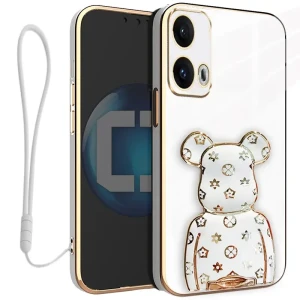 Etui na telefon Motorola Edge 50 Fusion Białe Oxygen BeaR + Uchwyt + Smycz 