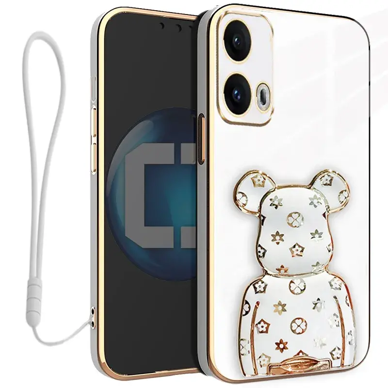 Etui na telefon Motorola Edge 50 Fusion Białe Oxygen BeaR + Uchwyt + Smycz