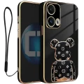 Etui na telefon Motorola Edge 50 Fusion Czarne Oxygen BeaR + Uchwyt + Smycz