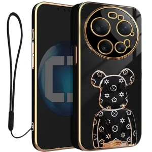 Etui na telefon Xiaomi 17 Ultra Czarne Oxygen BeaR + Uchwyt + Smycz 