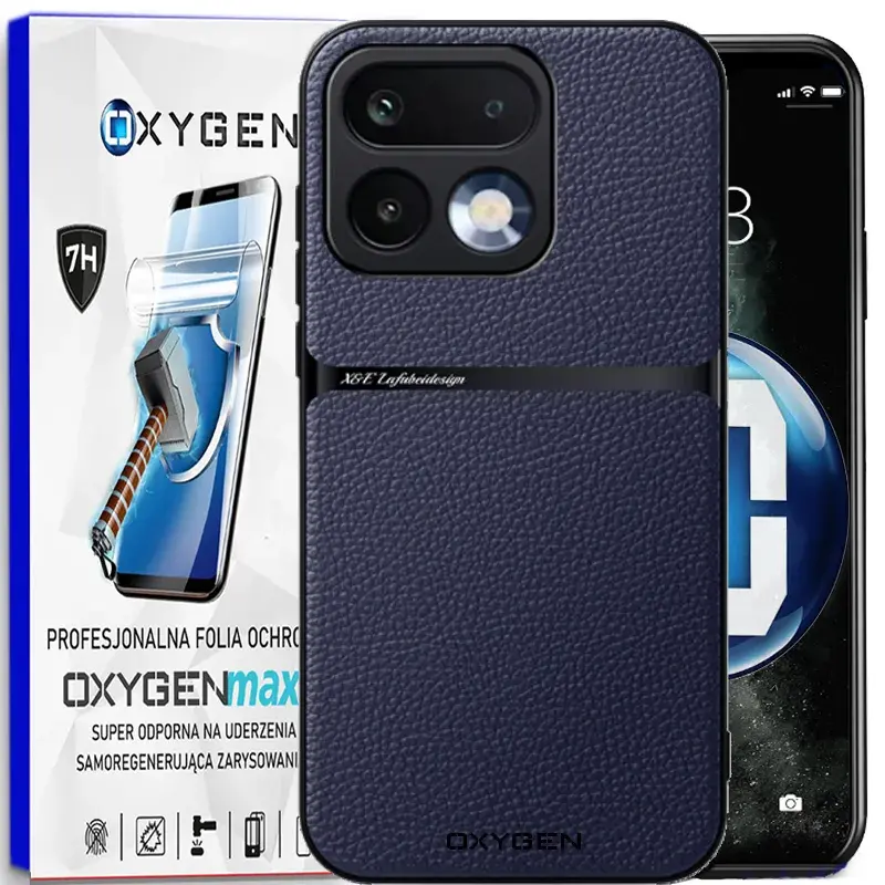 Etui na telefon Realme 16 Pro 5G Granatowe Oxygen LUXE + Super Folia