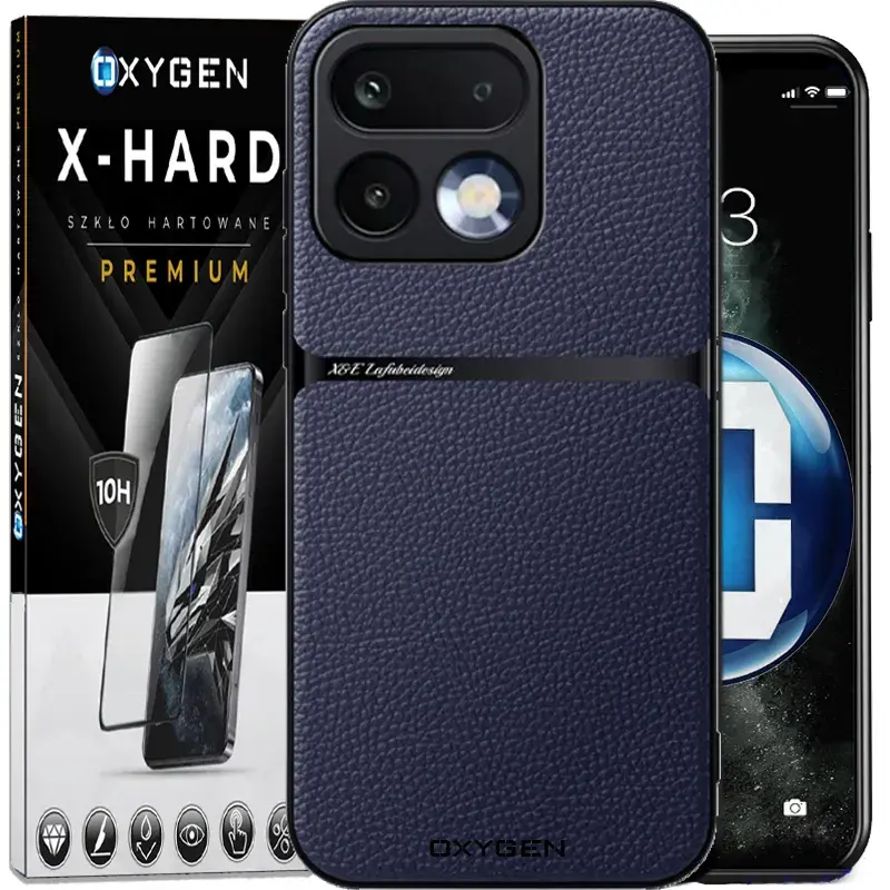 Etui na telefon Realme 16 Pro 5G Granatowe Oxygen LUXE + Szkło Hartowane X-HARD