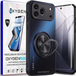 Etui na telefon Honor 600 Pro Czarne Oxygen LeaS MAGSafe  + Super Folia 