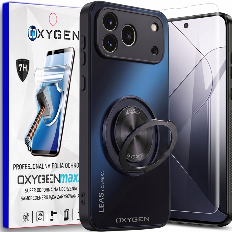 Etui na telefon Honor 600 Pro Czarne Oxygen LeaS MAGSafe  + Super Folia