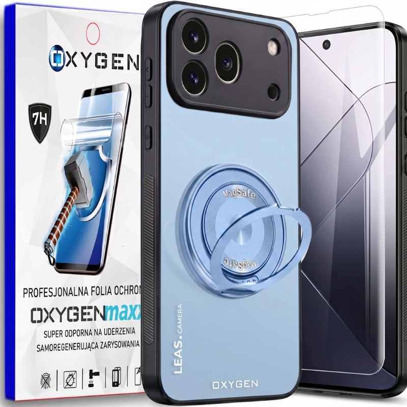 Etui na telefon Honor 600 Pro Niebieskie Oxygen LeaS MAGSafe  + Super Folia