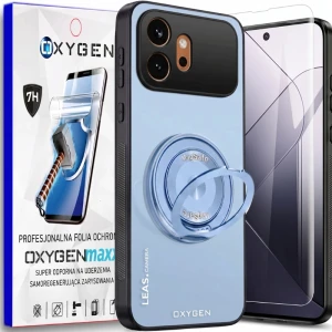 Etui na telefon Honor 600 Niebieskie Oxygen LeaS MAGSafe  + Super Folia