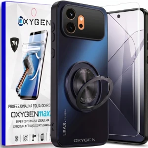 Etui na telefon Honor 600 Czarne Oxygen LeaS MAGSafe  + Super Folia