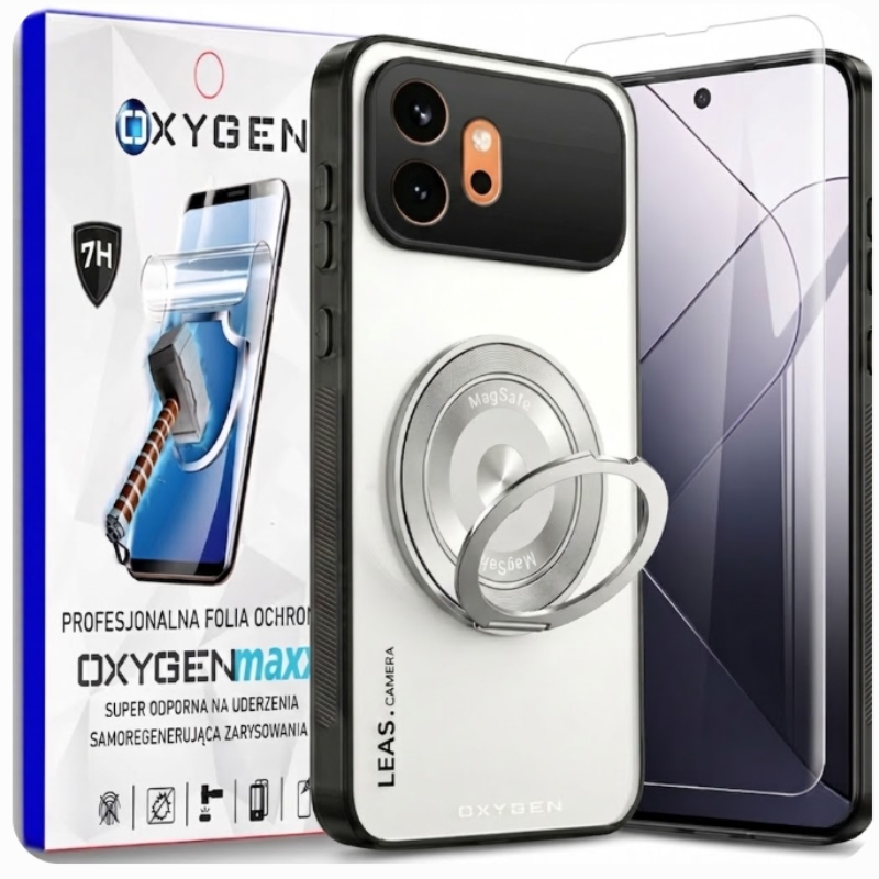Etui na telefon Honor 600 Białe Oxygen LeaS MAGSafe + Super Folia