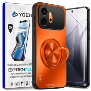 Etui na telefon Honor 600 Pomarańczowe Oxygen LeaS MAGSafe  + Super Folia