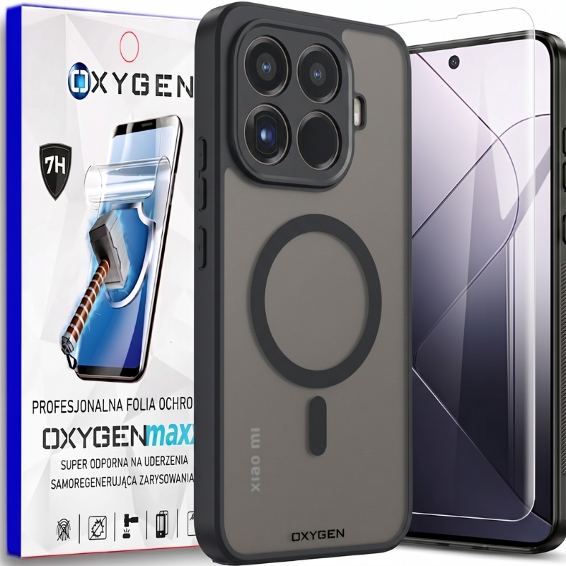 Etui na telefon Xiaomi 17T Pro Czarne Oxygen MAT MAGSafe + Super Folia