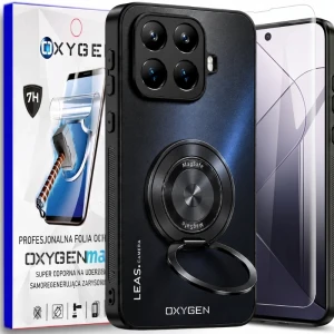 Etui na telefon Xiaomi 17T Czarne Oxygen LeaS MAGSafe  + Super Folia