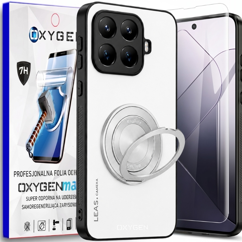Etui na telefon Xiaomi 17T Biały Oxygen LeaS MAGSafe  + Super Folia