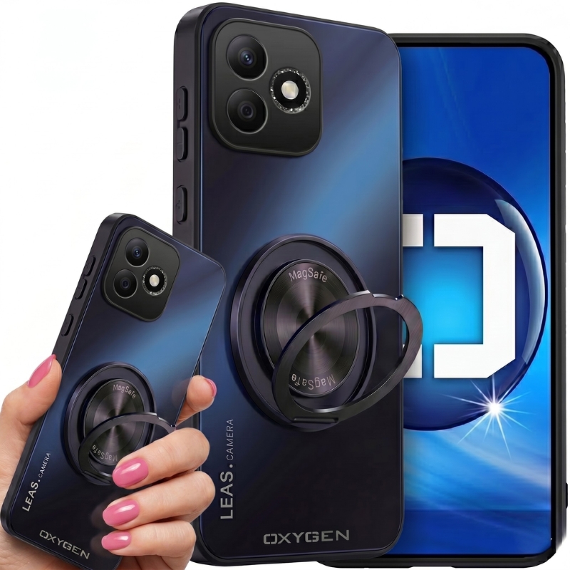 Etui na telefon Honor 600 Lite Czarne Oxygen LeaS MAGSafe
