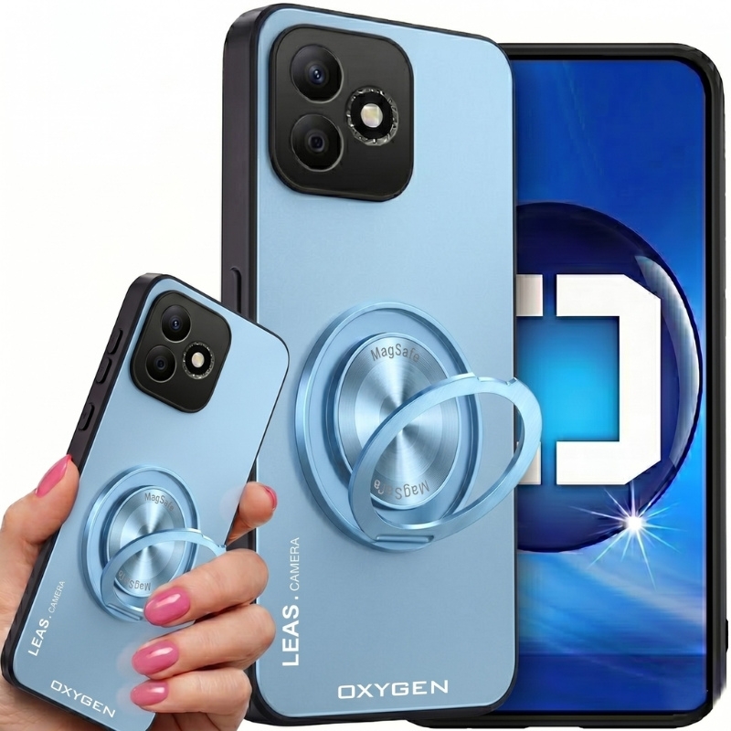 Etui na telefon Honor 600 Lite Niebieskie Oxygen LeaS MAGSafe