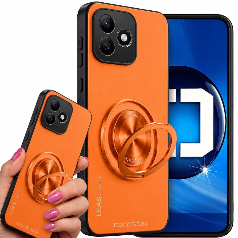 Etui na telefon Honor 600 Lite Pomarańczowe Oxygen LeaS MAGSafe