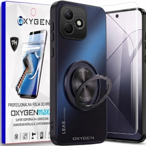 Etui na telefon Honor 600 Lite Czarne Oxygen LeaS MAGSafe  + Super Folia