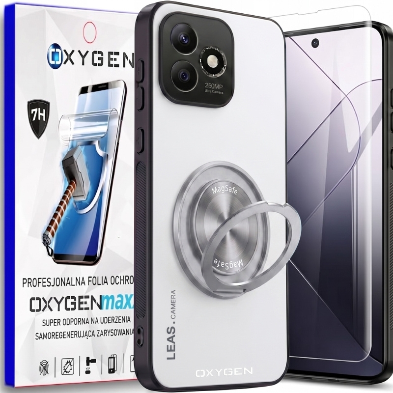 Etui na telefon Honor 600 Lite Białe Oxygen LeaS MAGSafe  + Super Folia