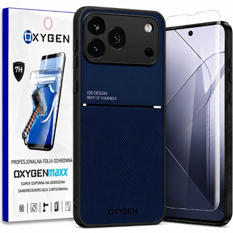 Etui na telefon Honor 600 Pro Niebieskie Oxygen IQS + Super Folia