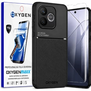 Etui na telefon Honor 600 Lite Czarne Oxygen IQS + Super Folia