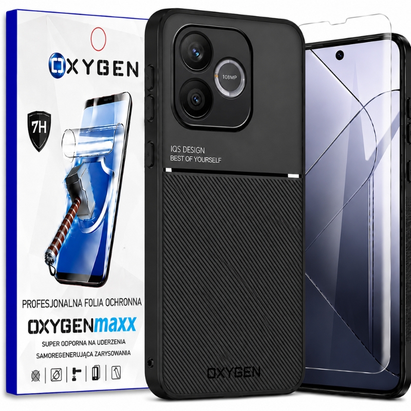Etui na telefon Honor 600 Lite Czarne Oxygen IQS + Super Folia