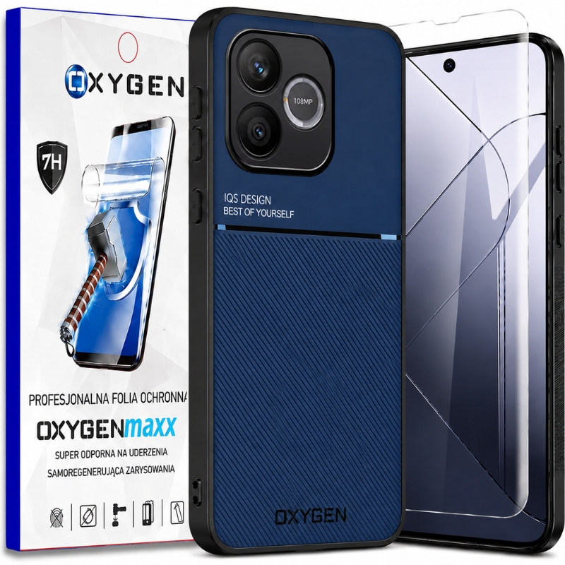 Etui na telefon Honor 600 Lite Niebieskie Oxygen IQS + Super Folia