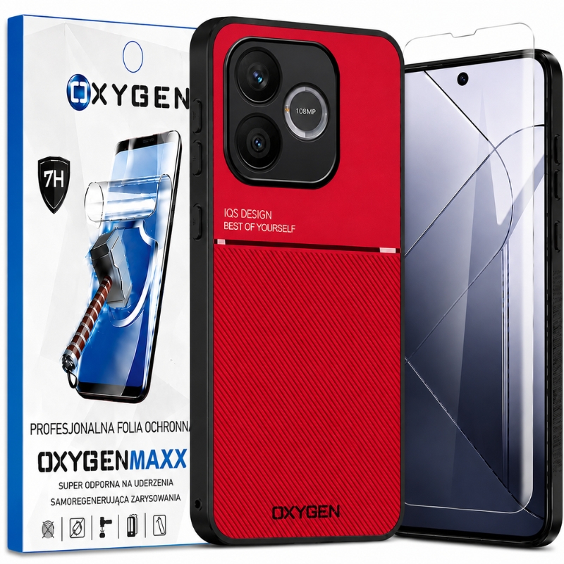 Etui na telefon Honor 600 Lite Czerwone Oxygen IQS + Super Folia