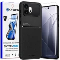 Etui na telefon Honor 600 Czarne Oxygen IQS + Super Folia