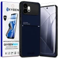 Etui na telefon Honor 600 Niebieskie Oxygen IQS + Super Folia