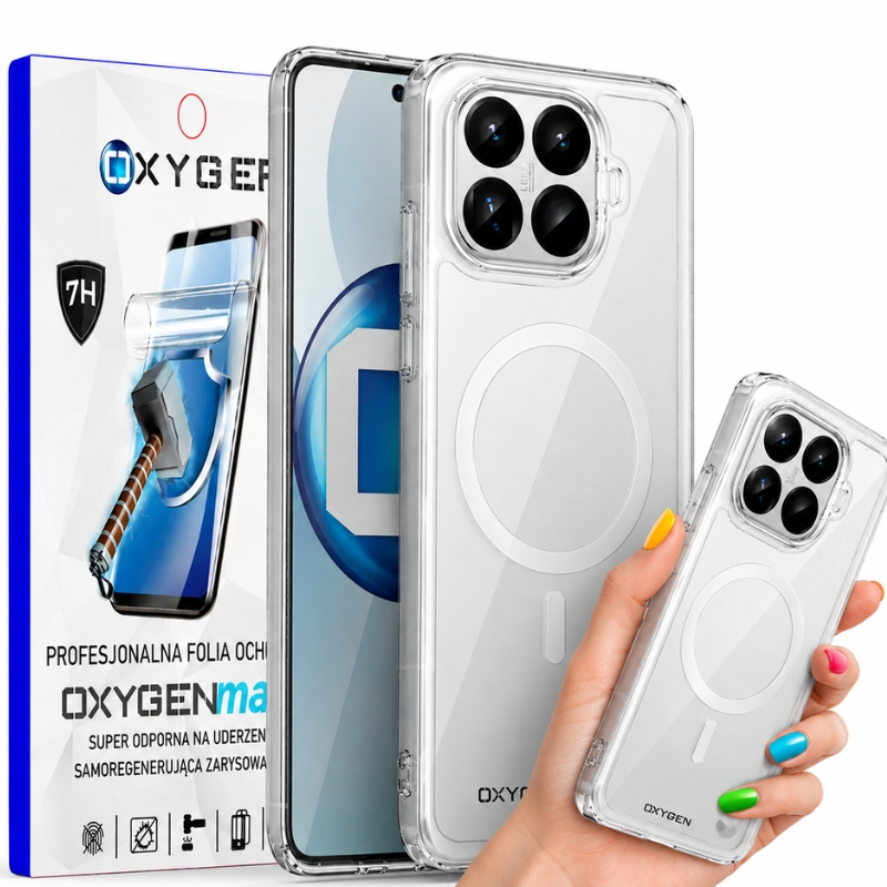 Etui na telefon Xiaomi 17T Oxygen Pure MAGSafe Bezbarwne + Super Folia