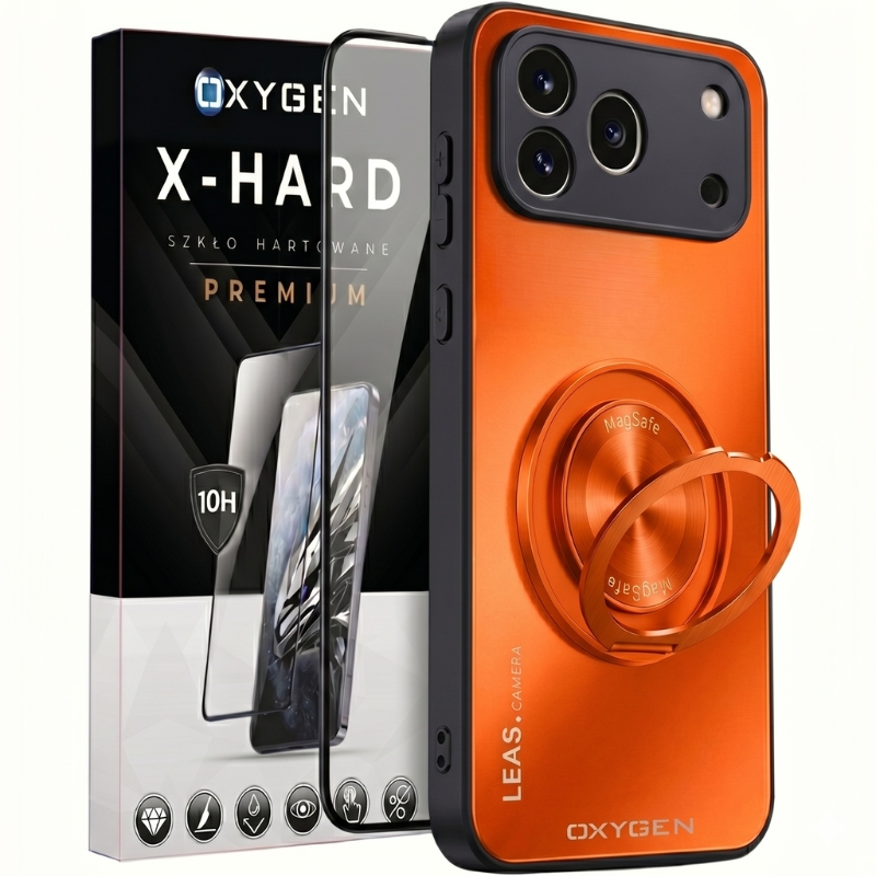 Etui na telefon Honor 600 Pro Pomarańczowe Oxygen LeaS MAGSafe  + Szkło Hartowane X-HARD