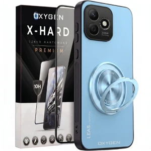 Etui na telefon Honor 600 Lite Niebieskie Oxygen LeaS MAGSafe  + Szkło Hartowane X-HARD
