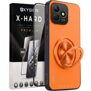 Etui na telefon Honor 600 Lite Pomarańczowe Oxygen LeaS MAGSafe  + Szkło Hartowane X-HARD