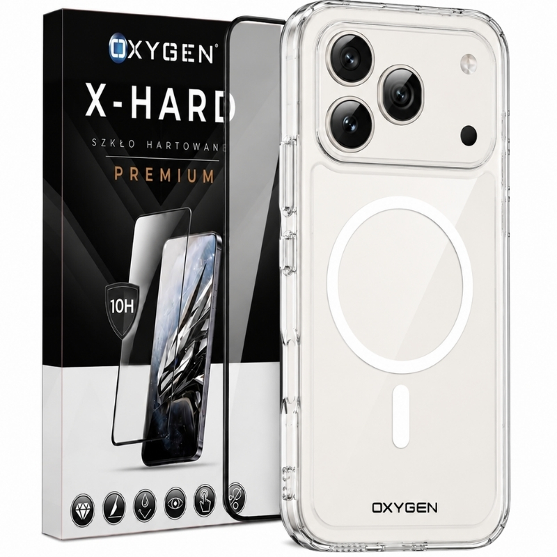 Etui na telefon Honor 600 Pro Bezbarwne Oxygen Pure MAGSafe + Szkło Hartowane X-HARD
