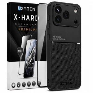 Etui na telefon Honor 600 Pro Czarne Oxygen IQS + Szkło Hartowane X-HARD
