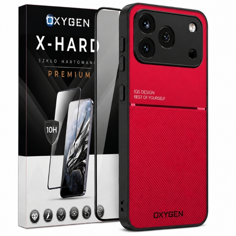 Etui na telefon Honor 600 Pro Czerwone Oxygen IQS + Szkło Hartowane X-HARD.jpg