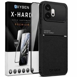 Etui na telefon Honor 600 Czarne Oxygen IQS + Szkło Hartowane X-HARD